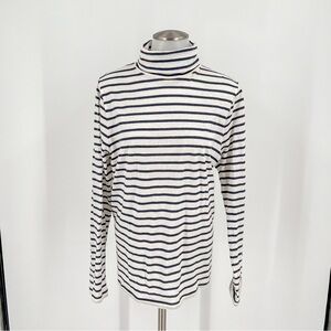 J Crew Stripped White/Blue Tissue Turtleneck